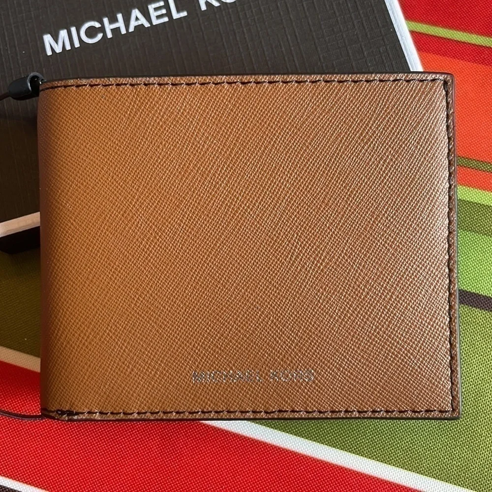 Brand New Michael Kors Genuine Leather Slim Billfold Andy Luggage Mens Wallet